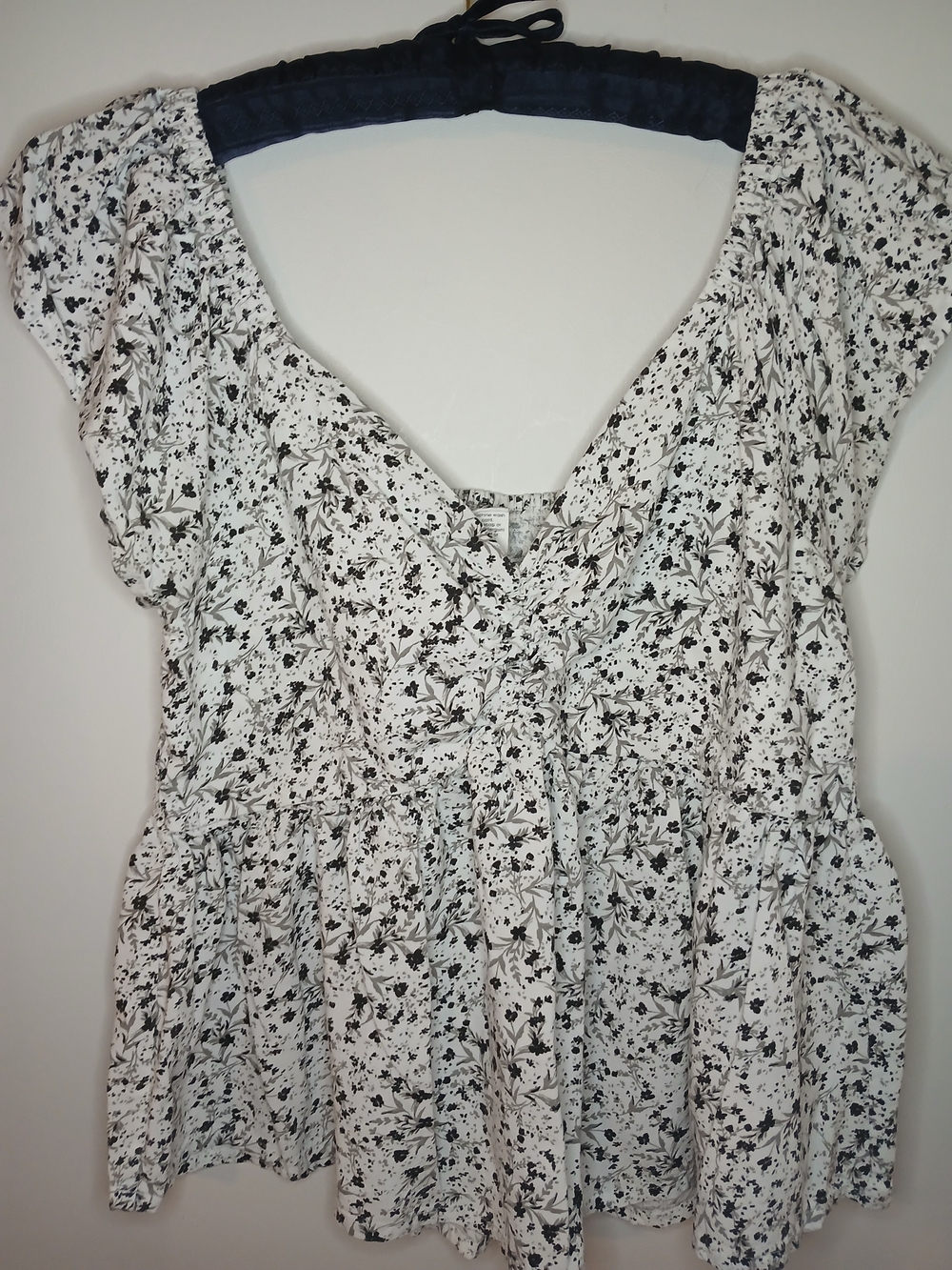 Japna White Floral Print Tank Top with Black Pattern